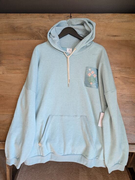 Disney Tops - Disney Hoodie Womens XL Light Green Fleece Lined Wish You Were Here Print NWT